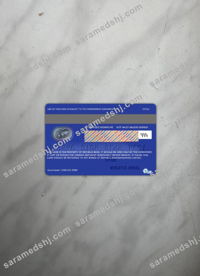 Barbados Republic Bank mastercard photolook back